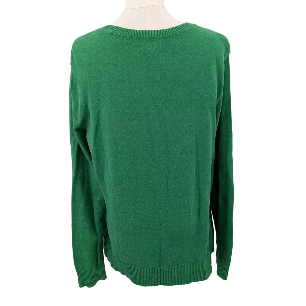 Izod Argyle‎ V-Neck Sweater Women's L Green Yellow Gray Preppy Retro Golfcore - Picture 3 of 9